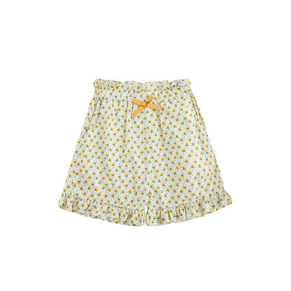 Ruffled Cotton Shorts, Sunny Meadow