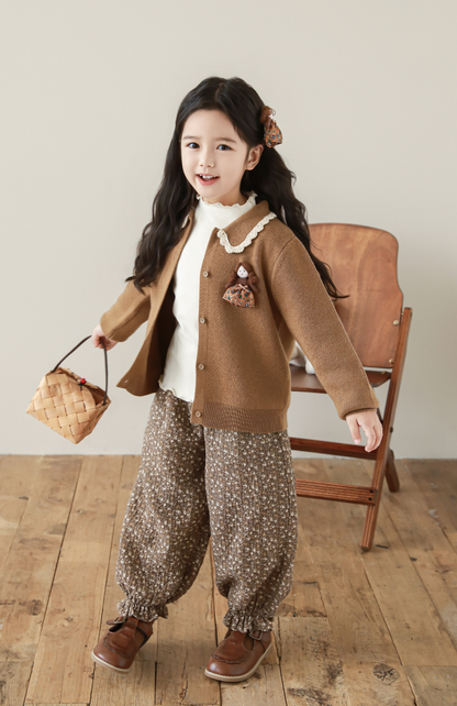 Balloon Cuffed Trousers, Brown Floral