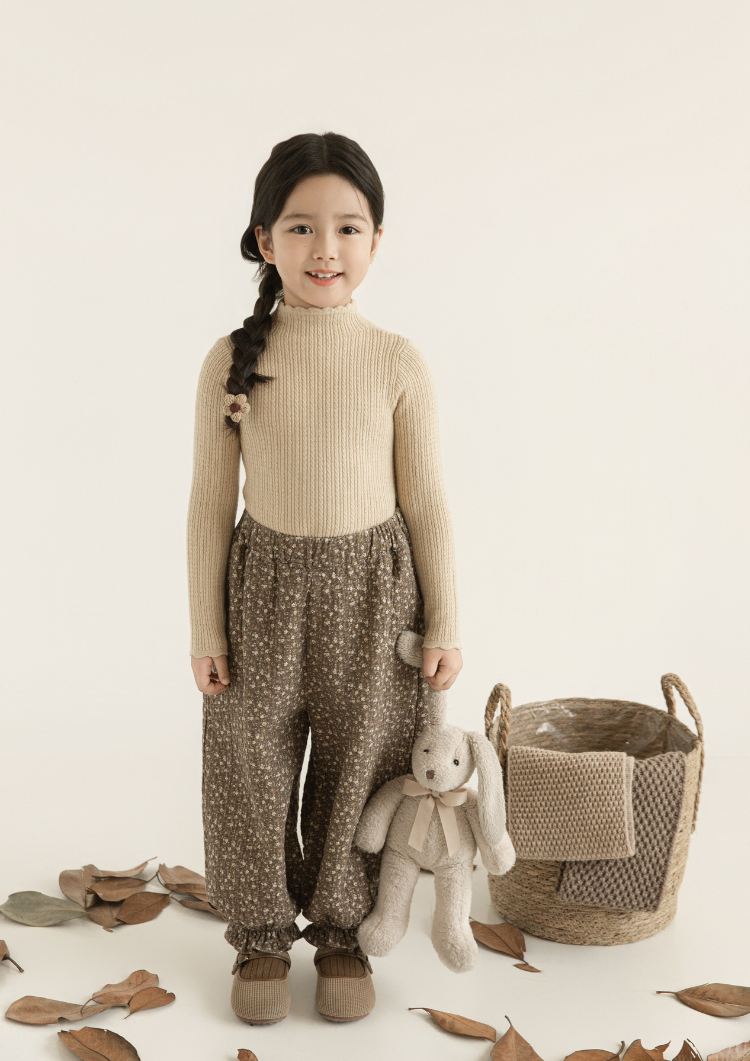 Balloon Cuffed Trousers, Brown Floral