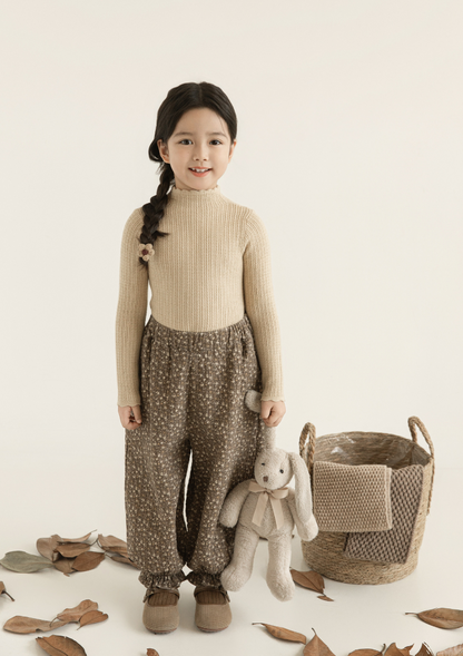 Balloon Cuffed Trousers, Brown Floral