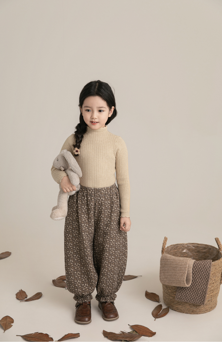 Balloon Cuffed Trousers, Brown Floral
