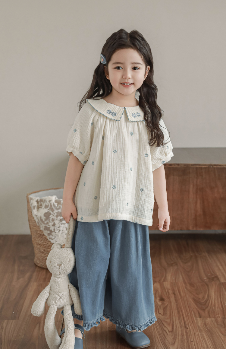 Embroidered Muslin Blouse, Ivory