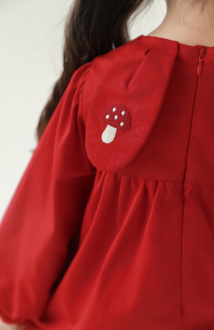 Sylvie Woodland Embroidered Dress, Berry Red
