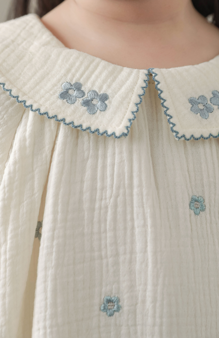 Embroidered Muslin Blouse, Ivory