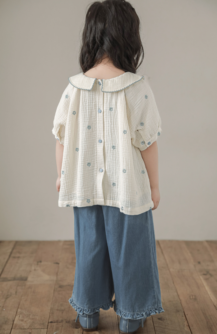 Embroidered Muslin Blouse, Ivory