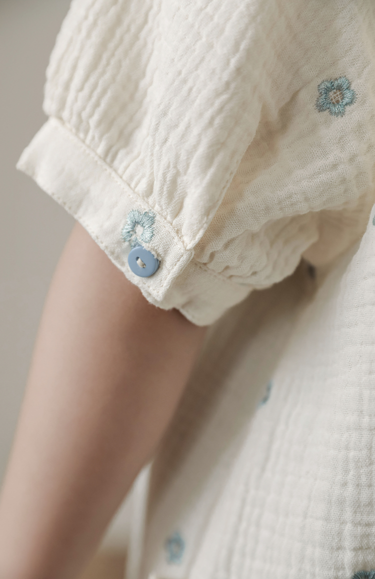 Embroidered Muslin Blouse, Ivory