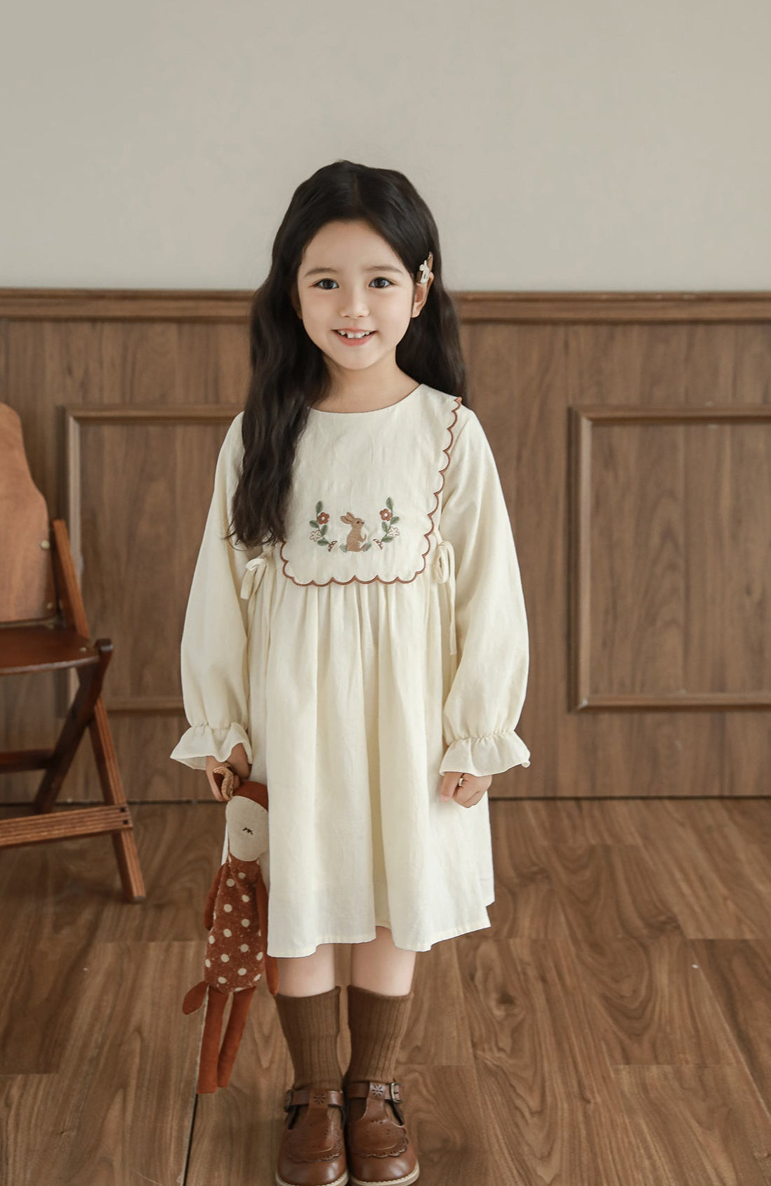 Elva Woodland Embroidered Dress, Ivory Jacquard