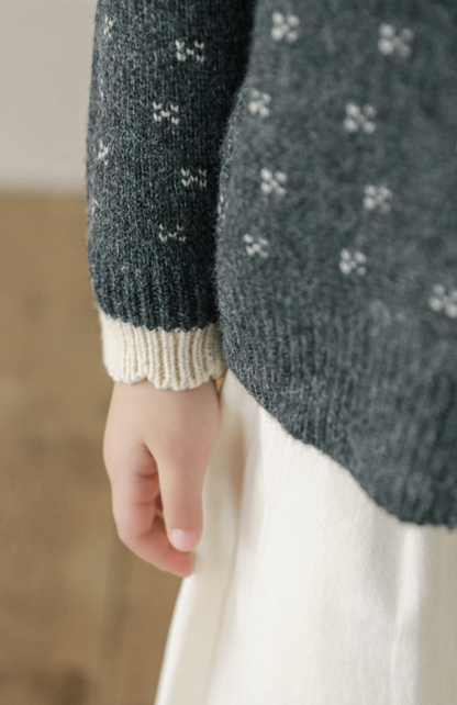 Lace Collar Embroidered Cardigan, Grey Floral