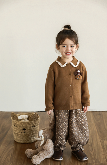 Balloon Cuffed Trousers, Brown Floral