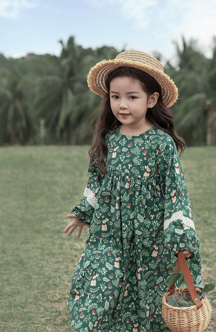 Willow Lace Detail Dress, Forest Green
