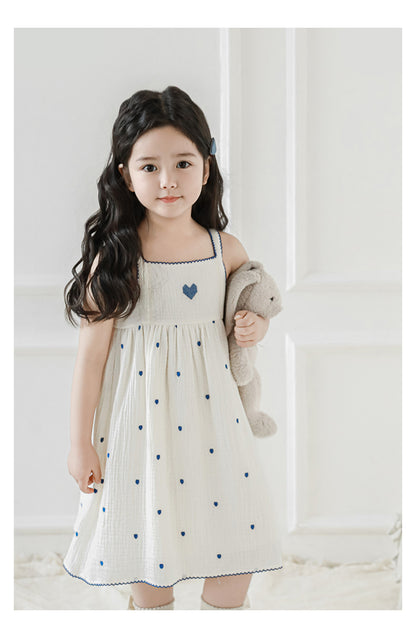 Mia Heart Embroidered Muslin Dress, Ivory