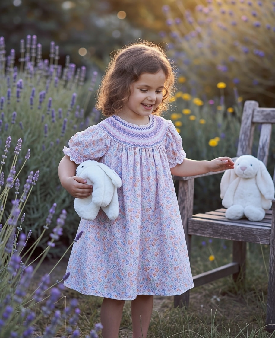 Amelia Hand-Smocked Dress, English Garden