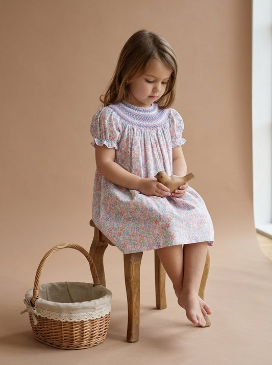 Amelia Hand-Smocked Dress, English Garden
