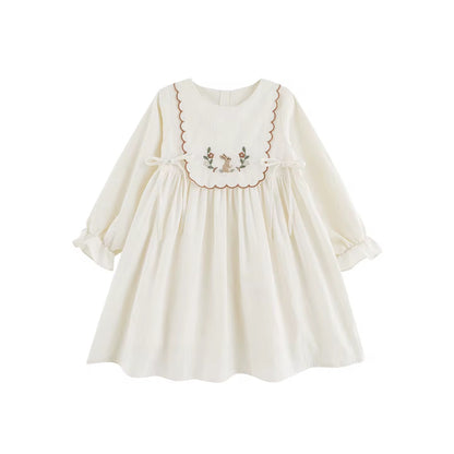 Elva Woodland Embroidered Dress, Ivory Jacquard