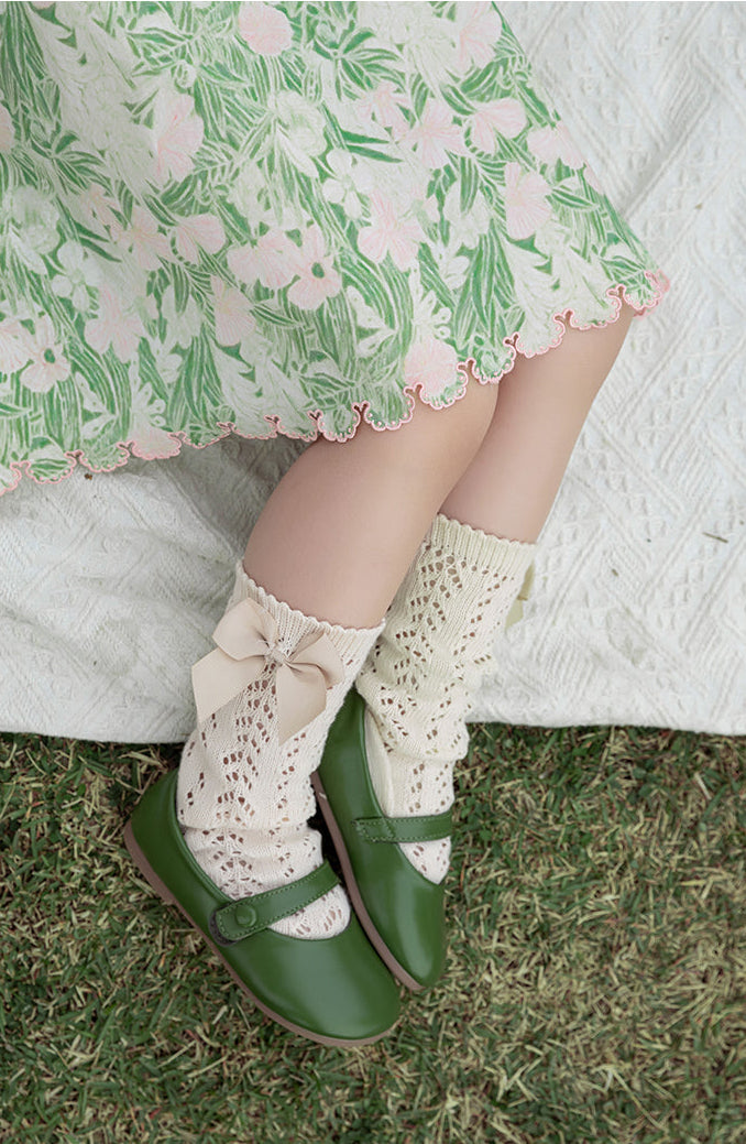 Ivy Butterfly Appliqué Dress, Green Floral