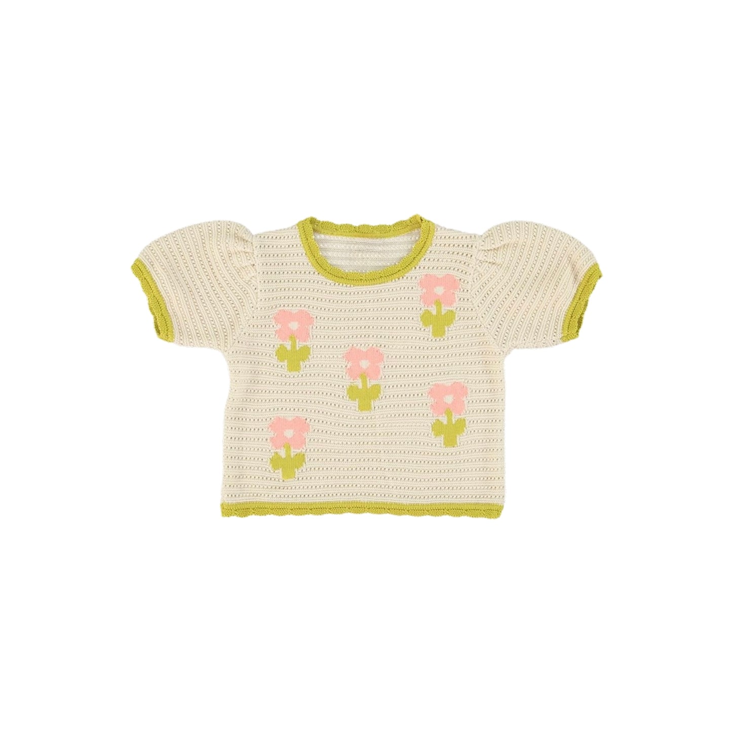 Crochet Knit Top & Shorts Set, Cream