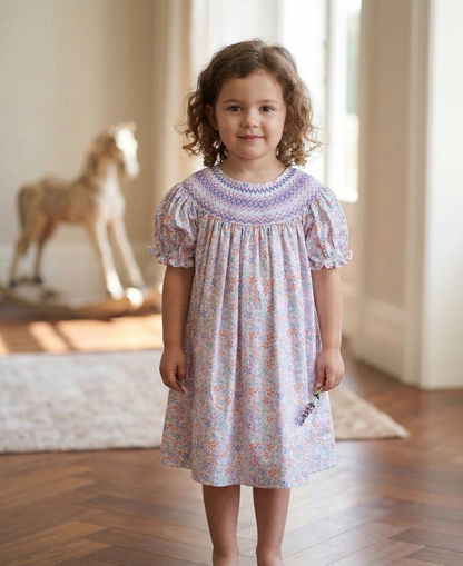 Amelia Hand-Smocked Dress, English Garden