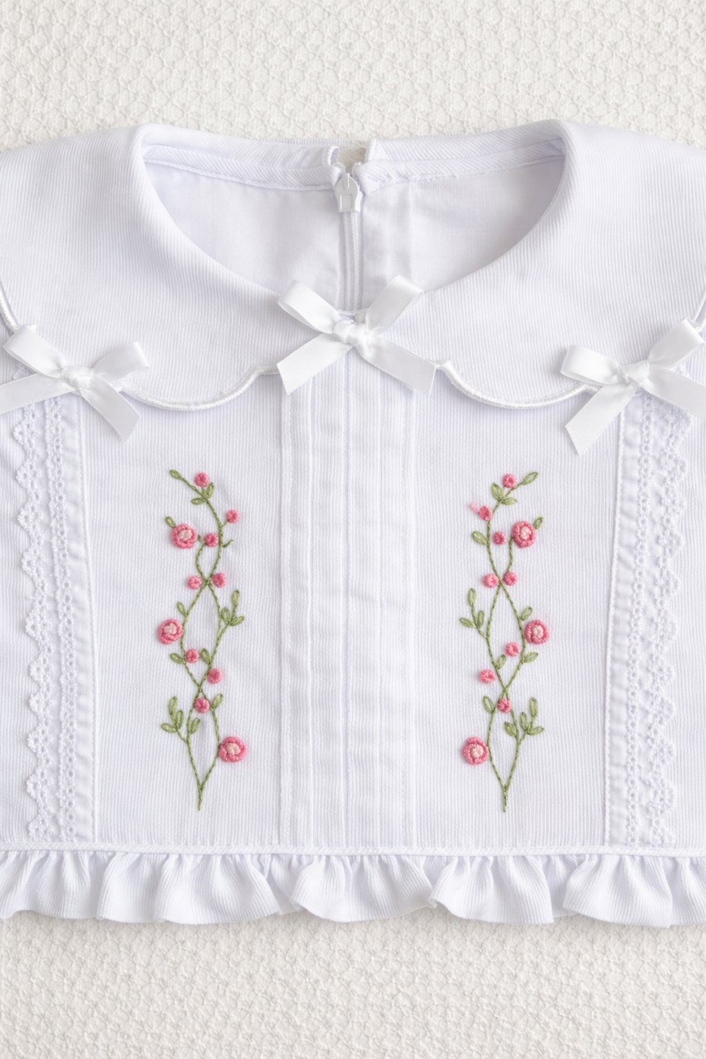 Iris Floral Embroidered Dress, Ivory White