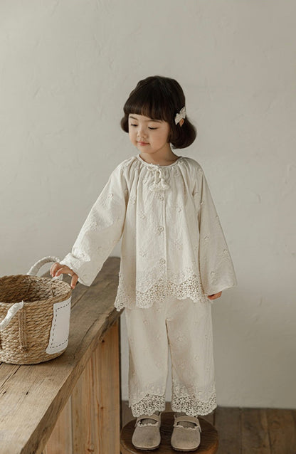 Broderie Anglais Trousers, Ivory