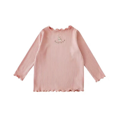 Bunny Embroidered Ribbed Top, Dusty Rose