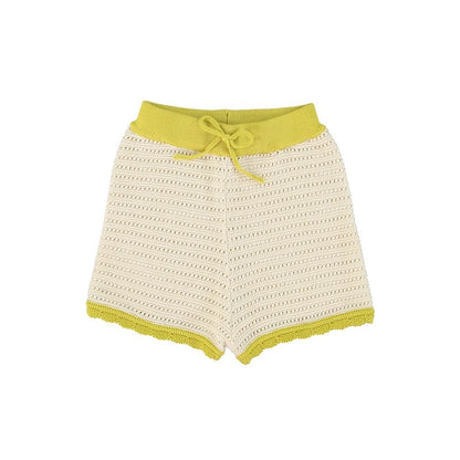 Crochet Knit Top & Shorts Set, Cream